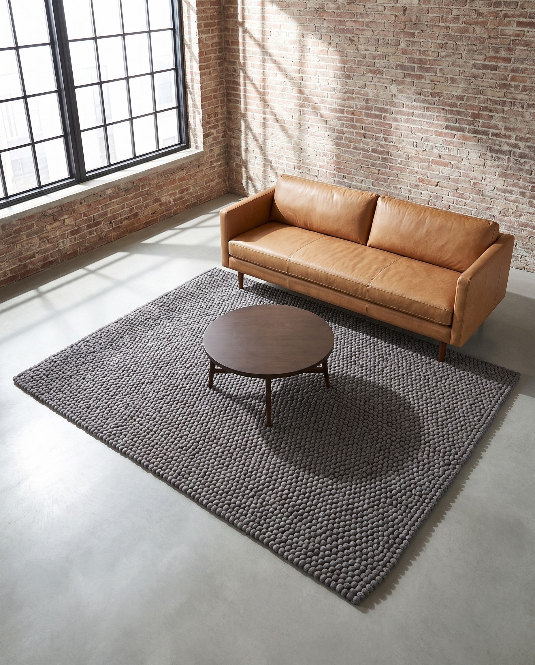 6' 1 x 9' Felt Ball Wool Rug