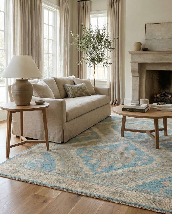 6' 1 x 9' 5 Hand Knotted Oushak Wool Rug