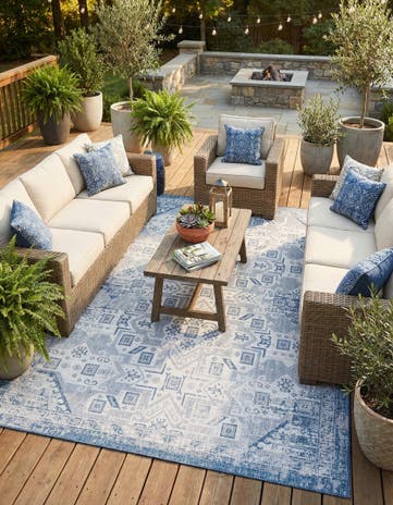 10' x 14' Easy-Clean Aztec Indoor / Outdoor Rug