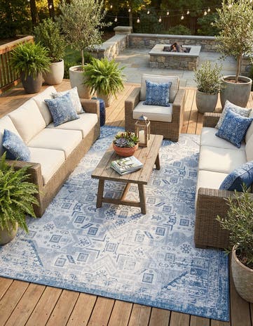 10' x 14' Easy-Clean Aztec Indoor / Outdoor Rug
