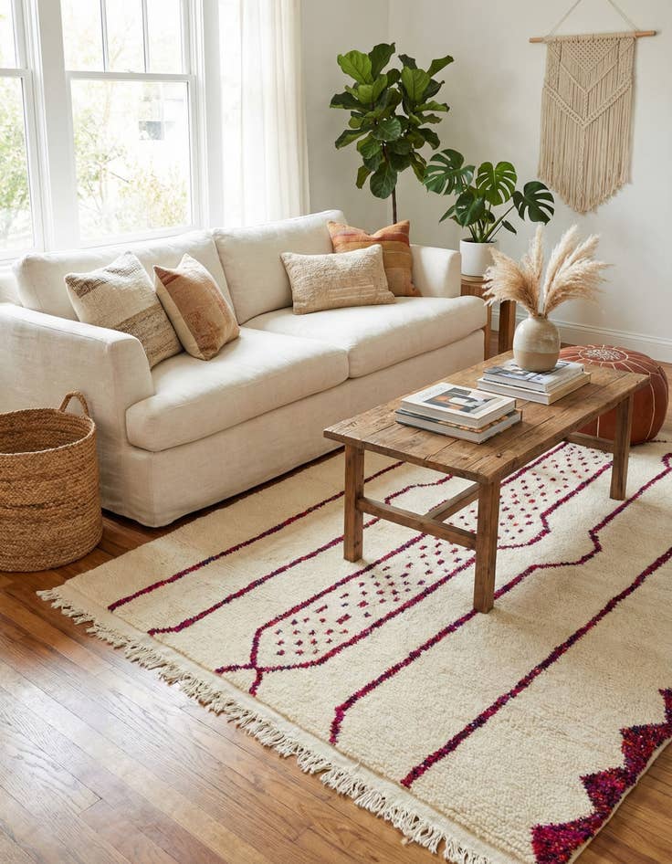 Detail image of 5' 7 x 6' 8  Hand Knotted Moroccan Wool Square Rug