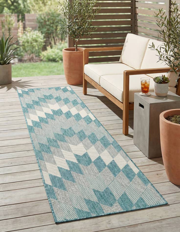 Detail image of 2' x 8' Easy-Clean Modern Indoor / Outdoor Runner Rug
