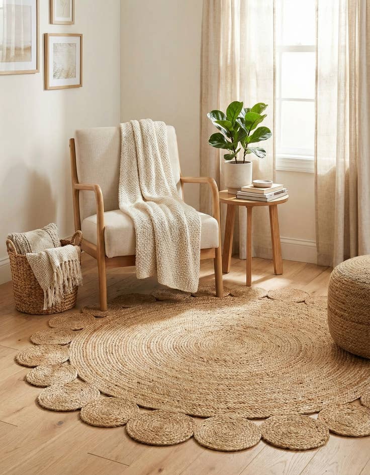 Detail image of  5' 1 x 5' 1  Hand Braided Jute Round Rug