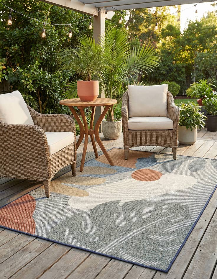 Detail image of 4' 1 x 6' 1  Washable Baja Indoor / Outdoor Rug