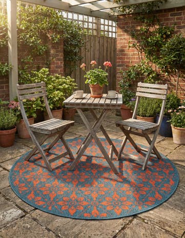 5' x 5' Easy-Clean Lattice Indoor / Outdoor Round Rug