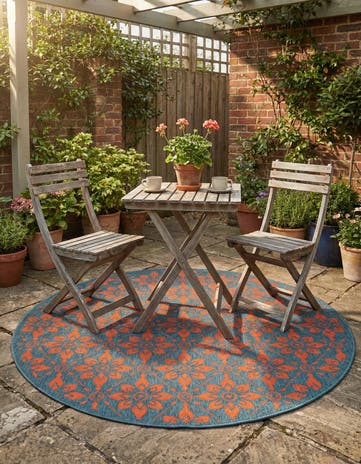 5' x 5' Easy-Clean Lattice Indoor / Outdoor Round Rug