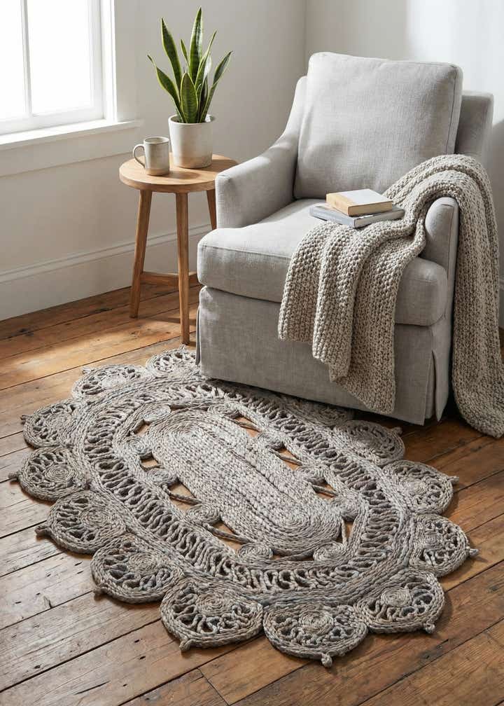 2' x 3' 1 Handmade Braided Jute Oval Rug