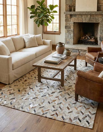5' x 8' 1 Cowhide Leather Rug