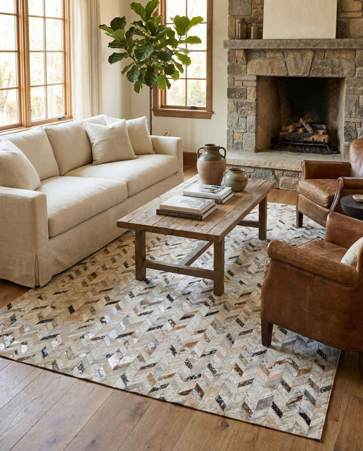 5' x 8' 1 Cowhide Leather Rug