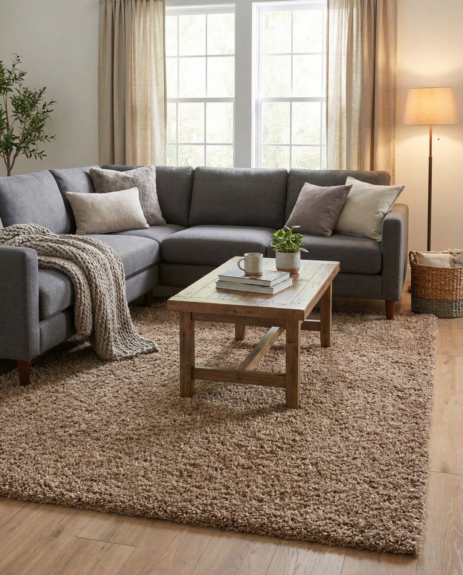  9' x 12' Solid Shag Rug