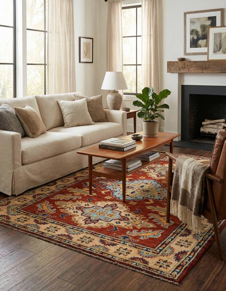 Detail image of 5' 7 x 7' 2  Hand Knotted Kazak Wool Rug