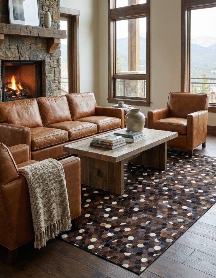 Detail image of 5' x 8' Cowhide Leather Rug