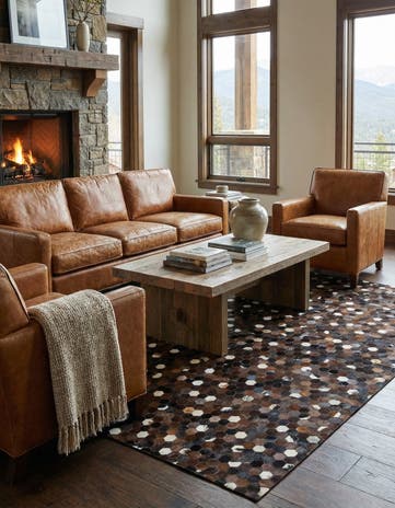 5' x 8' Cowhide Leather Rug