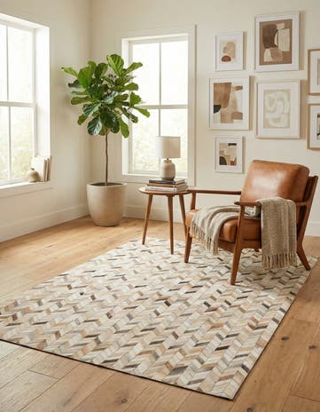 4' 8 x 6' 8 Cowhide Stocks Rug