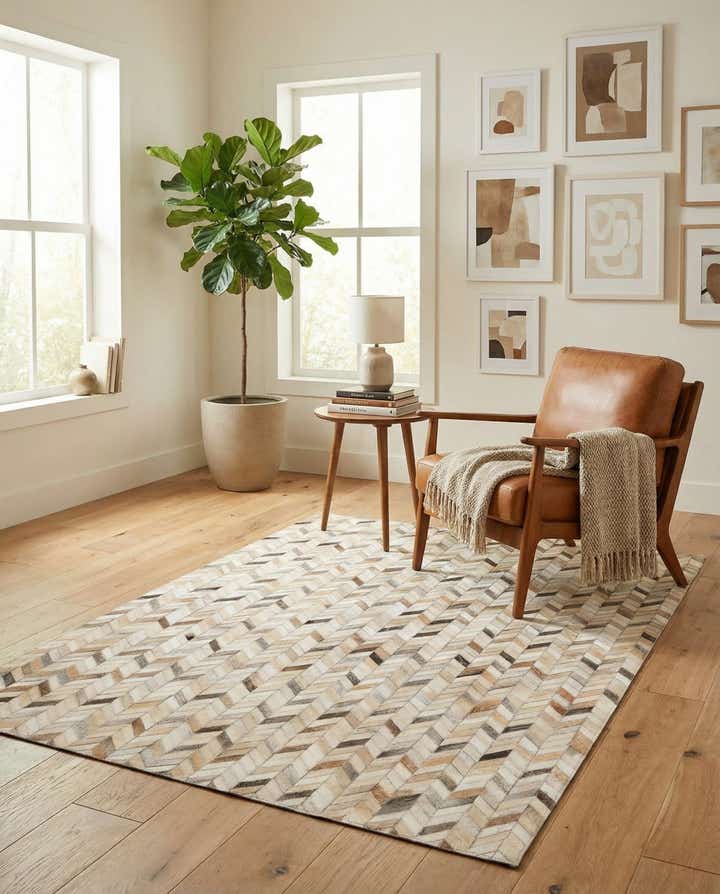 4' 8 x 6' 8 Cowhide Stocks Rug