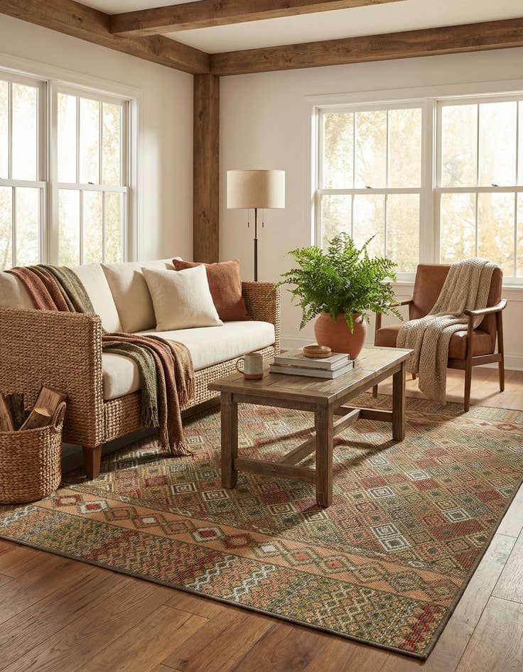 Detail image of  5' 3 x 7' 7  Washable Baja Indoor / Outdoor Rug