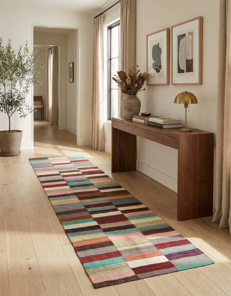 Detail image of 2' 8 x 9' 9  Hand Woven Kilim Modern Wool Runner Rug