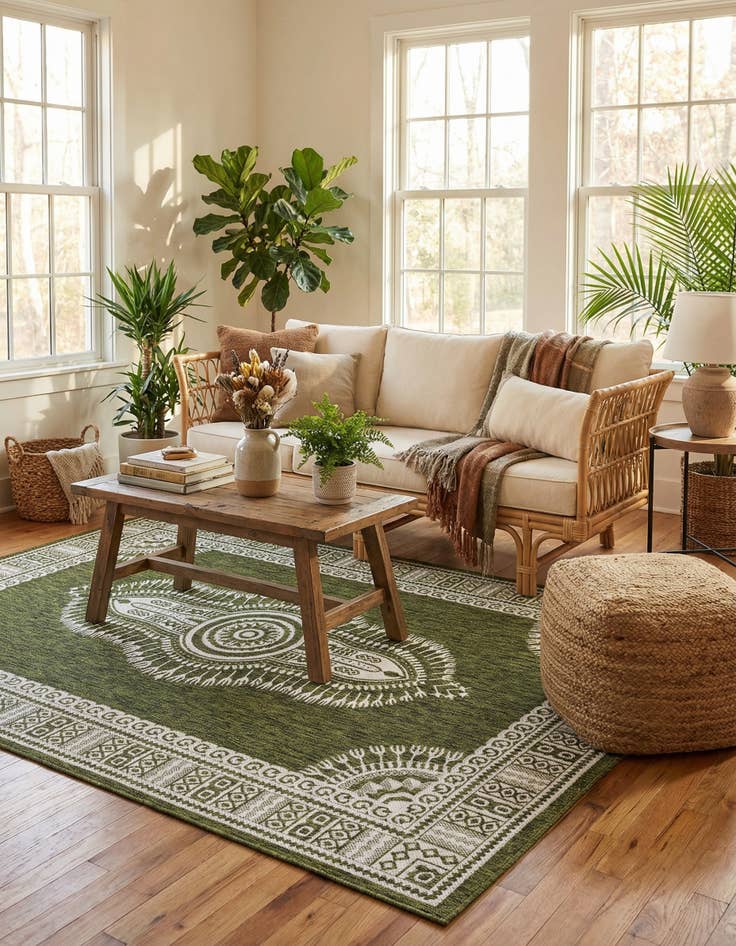 Detail image of 6' x 9' Easy-Clean Traditional Indoor / Outdoor Rug