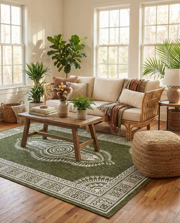 6' x 9' Easy-Clean Traditional Indoor / Outdoor Rug
