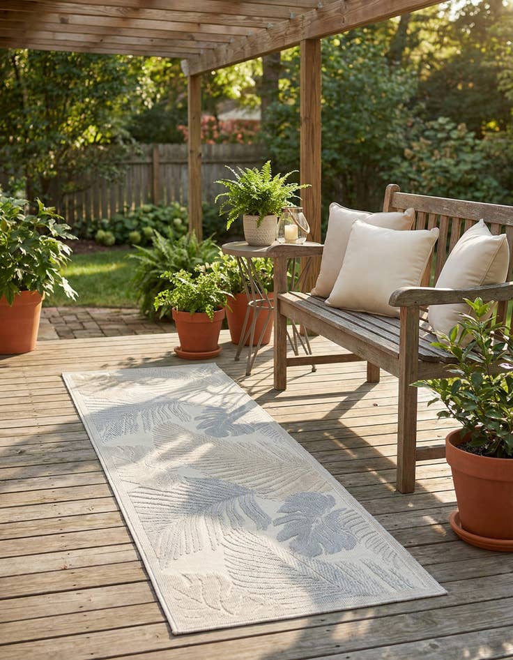 Detail image of  2' 2 x 6'  Washable Botanical Indoor / Outdoor Runner Rug