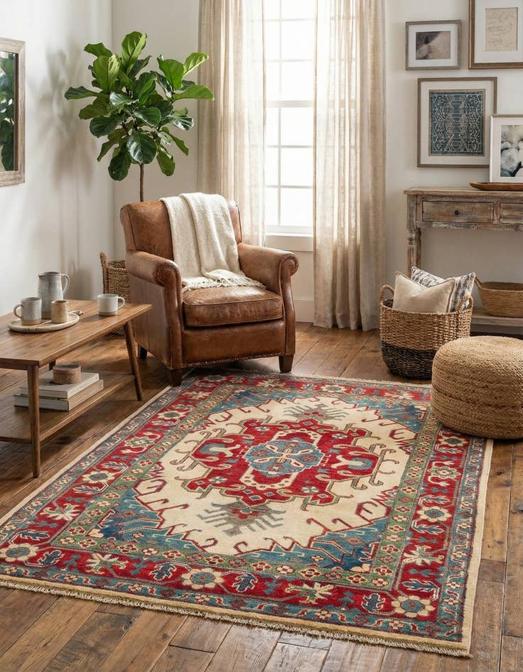 Detail image of 4' x 6' 1  Hand Knotted Kazak Rug