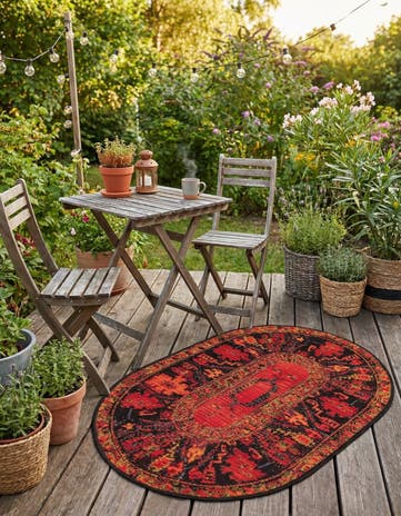 2' 2 x 3' Easy-Clean Tribal Indoor / Outdoor Oval Rug