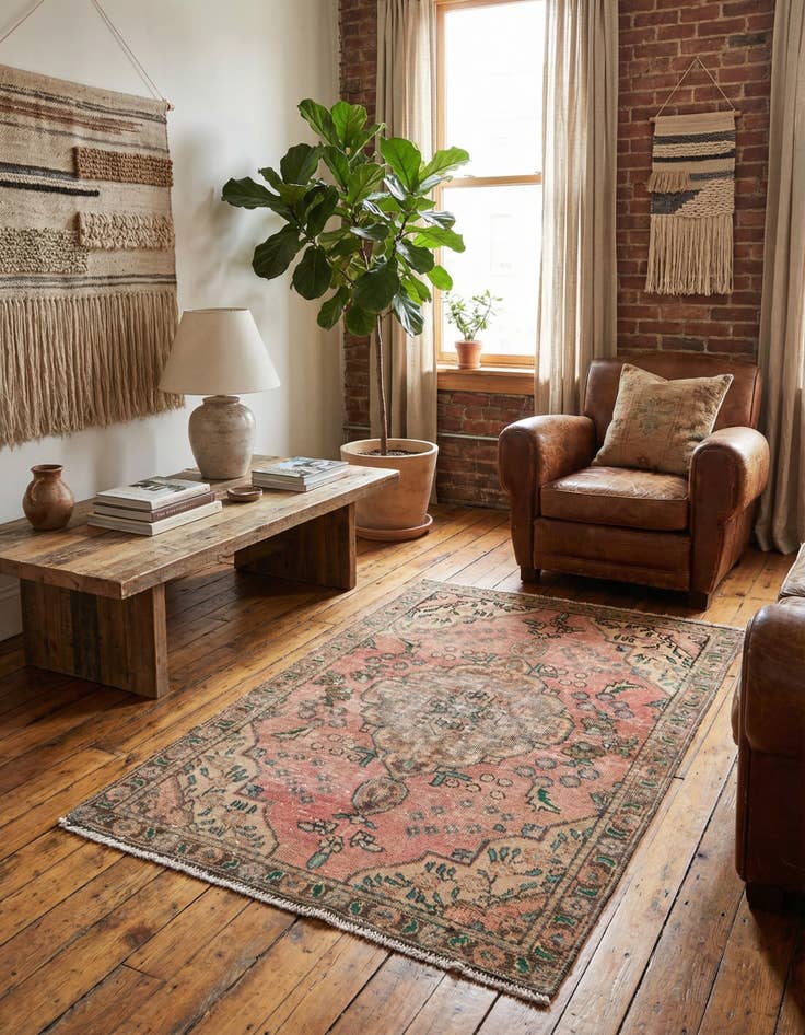 Detail image of  3' x 4' 9  Hand Knotted Ultra Vintage Persian Wool Rug