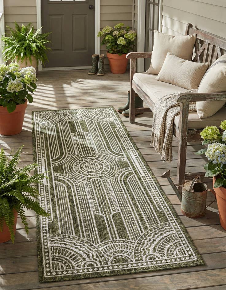 Detail image of 2' x 5' 3  Washable Traditional Indoor / Outdoor Runner Rug