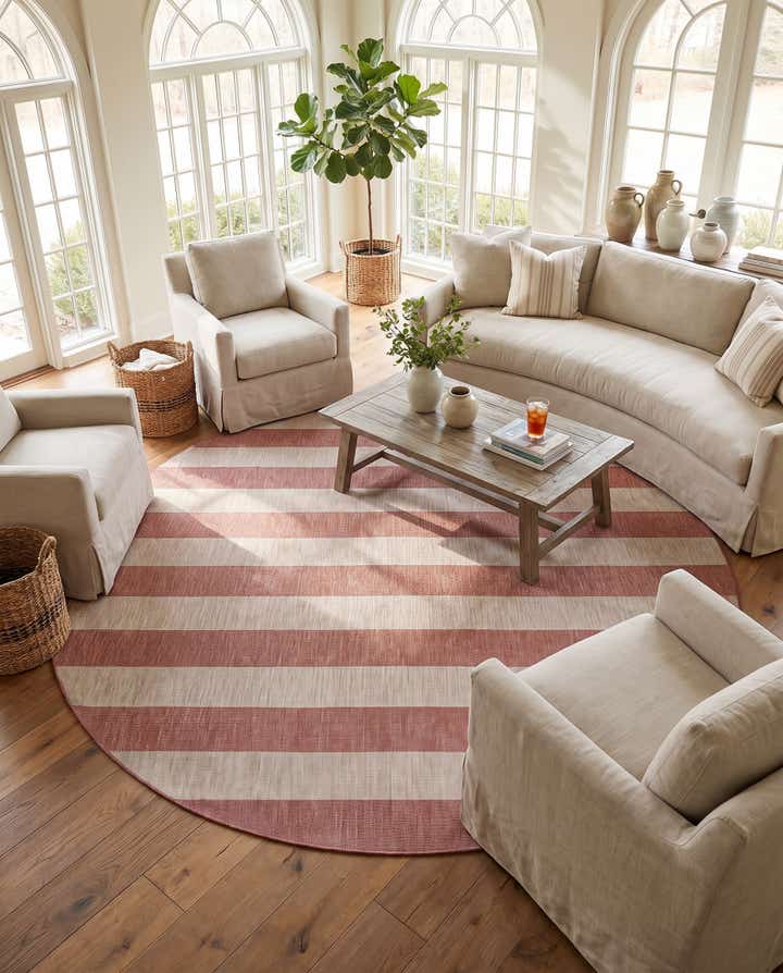 12' x 12' Easy-Clean Ribbon Indoor / Outdoor Round Rug
