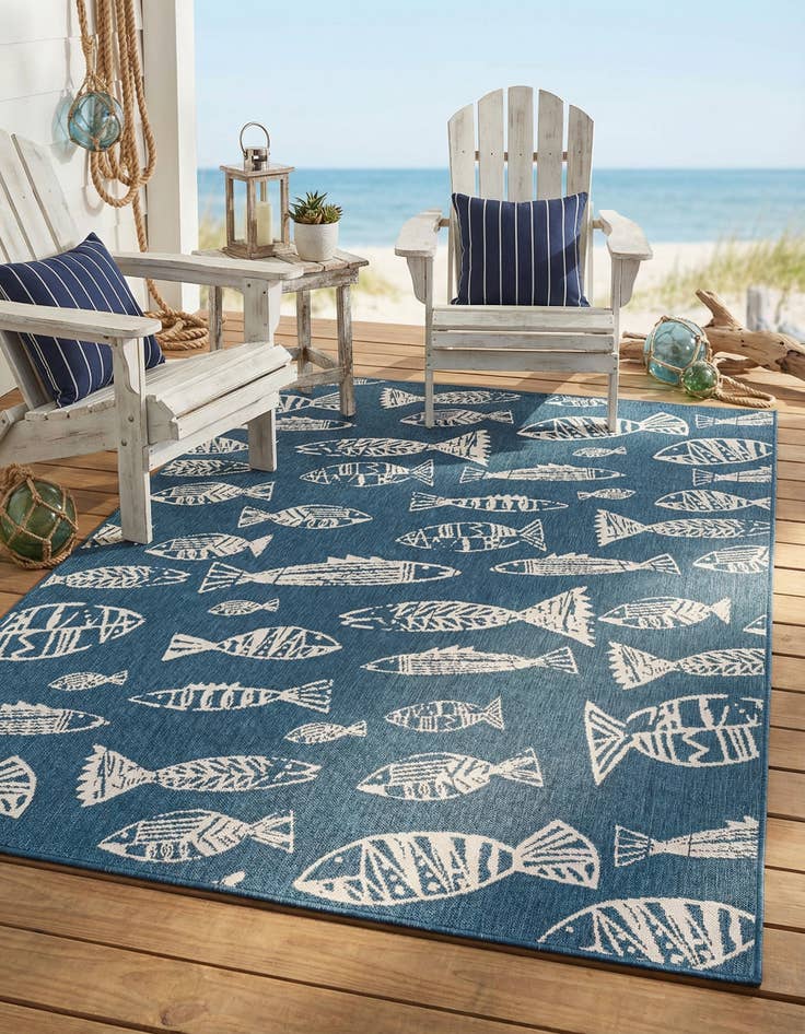 Detail image of 6' x 9'  Washable Coastal Indoor / Outdoor Rug