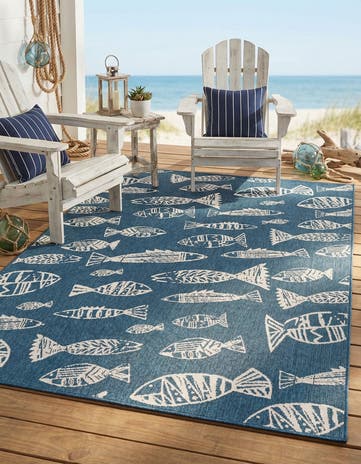 6' x 9' Easy-Clean Coastal Indoor / Outdoor Rug