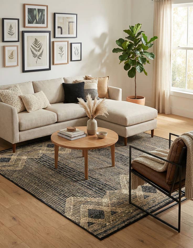 Detail image of 4' x 6'  Washable Modern Indoor / Outdoor Rug