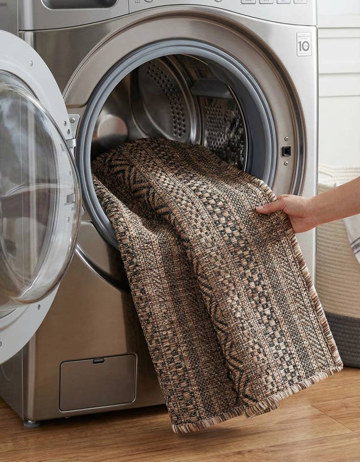 Detail image of 1' 4 x 1' 4  Washable Striped Indoor / Outdoor Sample Rug