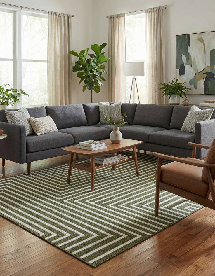 Detail image of  7' 10 x 10'  Washable Modern Indoor / Outdoor Rug