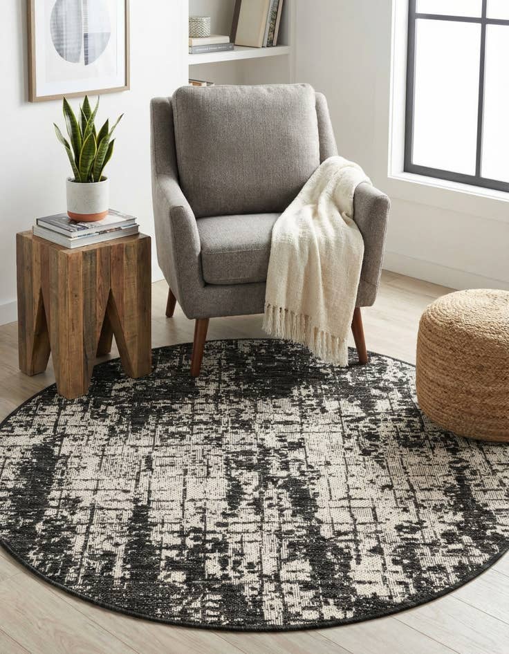 Detail image of  3' x 3'  Washable Modern Indoor / Outdoor Round Rug