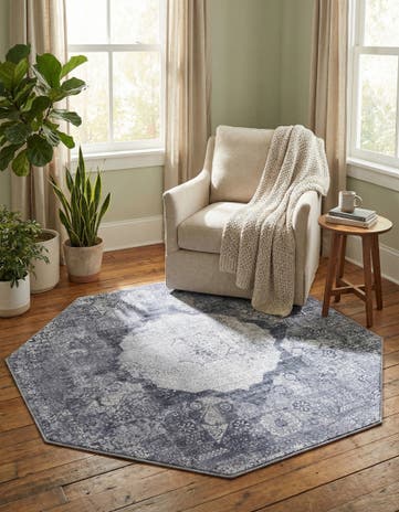 5' x 5' Washable Yara Octagon Rug