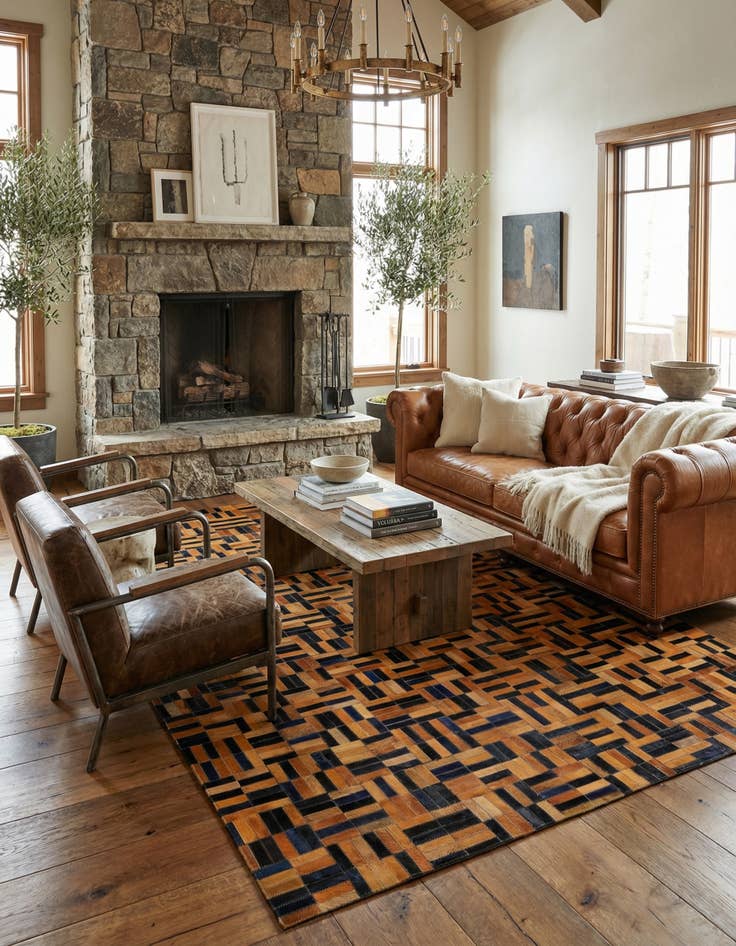 Detail image of  5' x 7' 11 Cowhide - Patchwork Rug