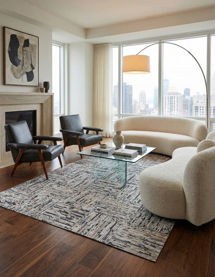 Detail image of 4' 11 x 7' 10 Cowhide Stocks Rug