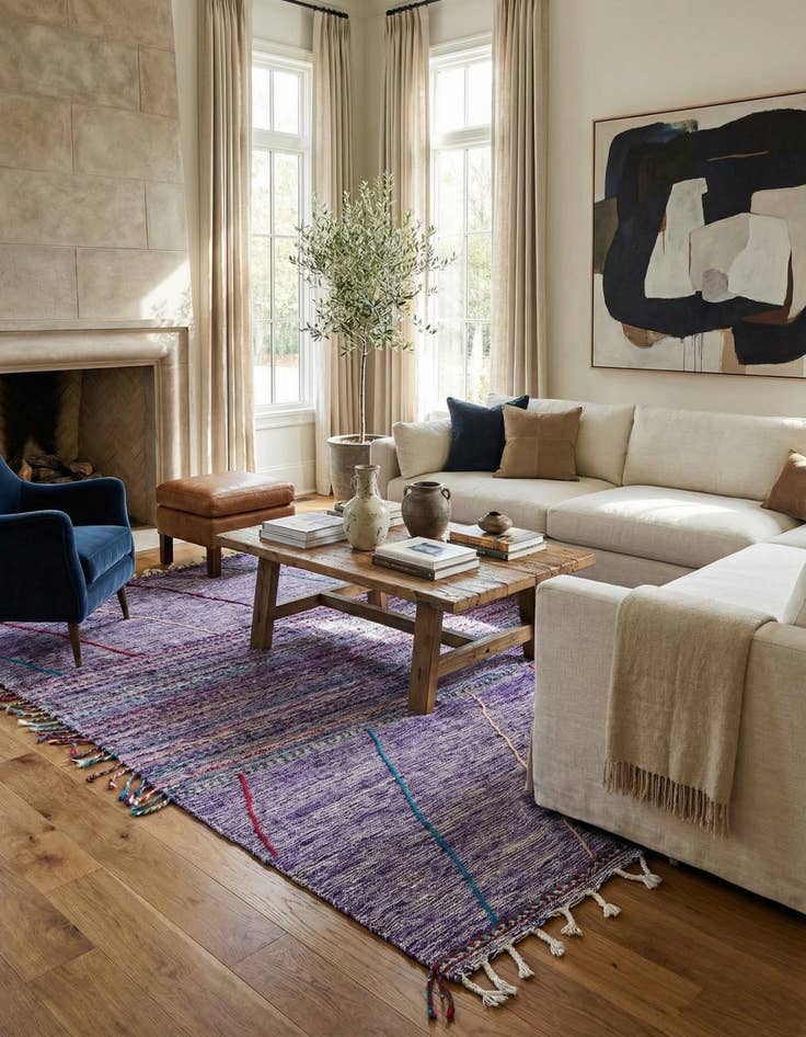 Detail image of  6' 4 x 10'  Hand Knotted Moroccan Wool Rug