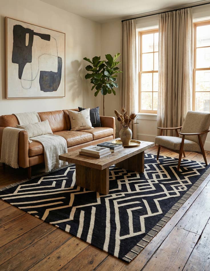 Detail image of 5' 8 x 7' 8  Hand Woven Kilim Modern Wool Rug