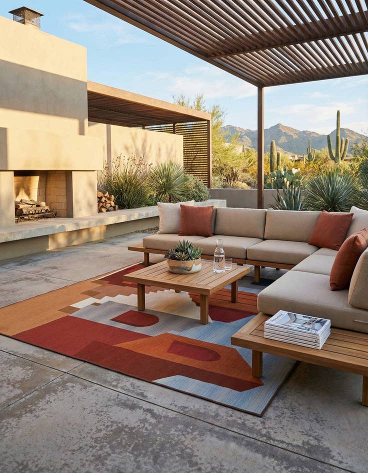 Detail image of 7' 10 x 7' 10  Washable Modern Indoor / Outdoor Square Rug