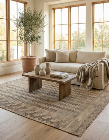 5' 1 x 6' 11 Hand Woven Kilim Maymana Wool Rug