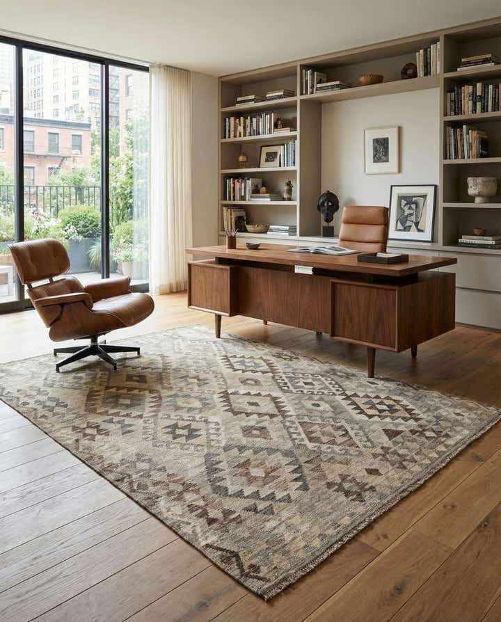 5' 9 x 7' 11 Hand Woven Kilim Maymana Wool Rug