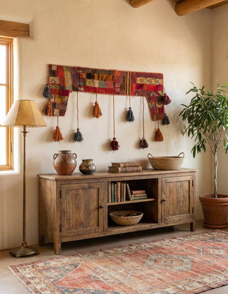 Detail image of 1' 8 x 4' 5  Hand Woven Wall Art Wool Rug