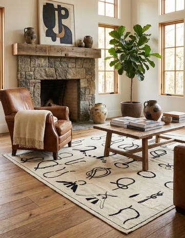 5' 1 x 6' 2 Hand Woven Kilim Suzani Wool Rug
