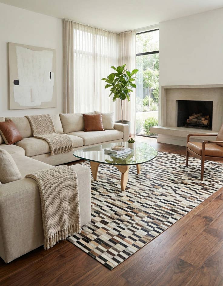 Detail image of 5' x 7' 10 Cowhide Leather Rug