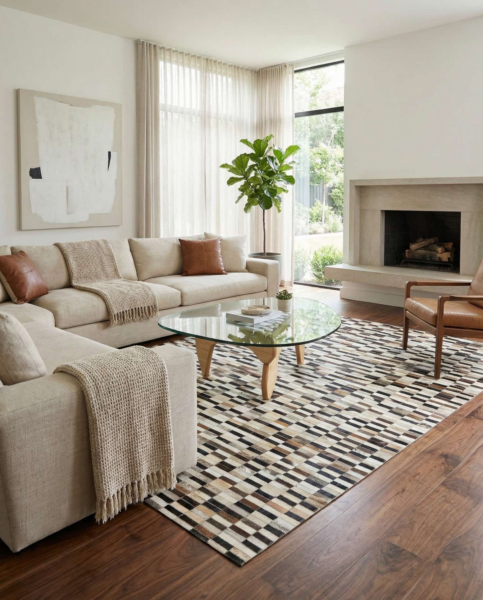 5' x 7' 10 Cowhide Leather Rug