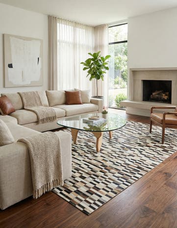5' x 7' 10 Cowhide Leather Rug