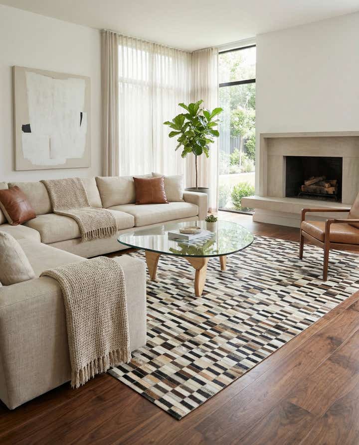 5' x 7' 10 Cowhide Leather Rug