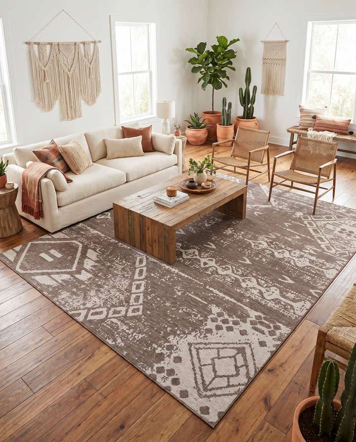13' x 13' Easy-Clean Bohemian Indoor / Outdoor Square Rug